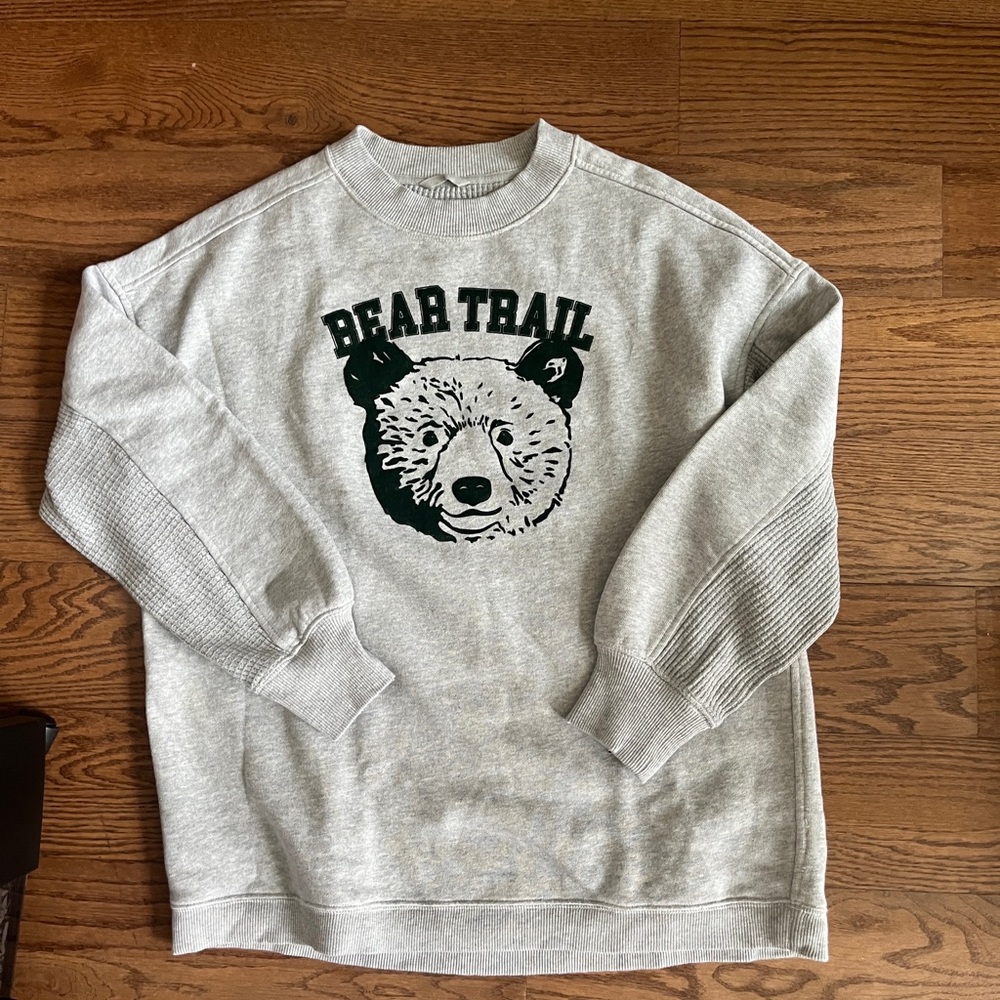 NWOT Aerie Gray Crewneck Sweater with Ribbed Cuffs  XS